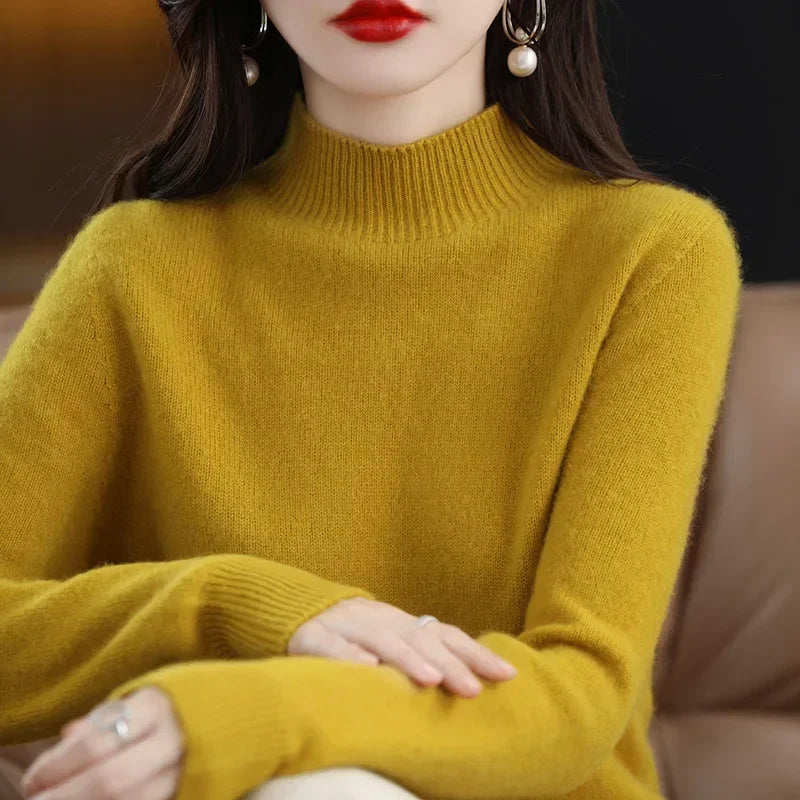 100% Cashmere Minimalist Half Turtleneck Knit Sweater – Soft Warm Basic Pullover for Autumn/Winter 3