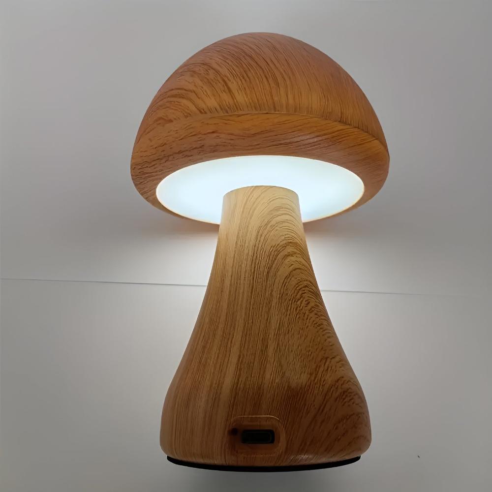Mushroom-Shaped Wooden Lamp