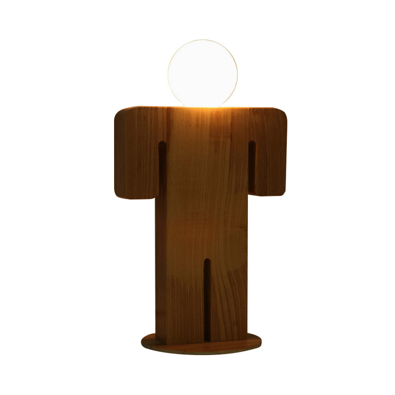 Nuvori | Modern Wooden Single-Head Plug-In Desk Lamp For Study Room In Beige