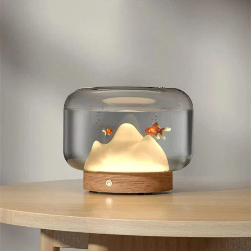 Mini Snow Mountain Fishbowl Aquarium Lamp in Thickened Glass