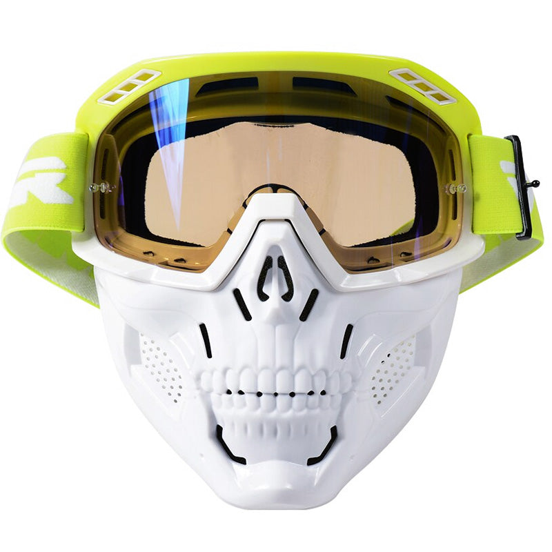 Skull Motorcycle Mask With Impact-Resistant PC Lens