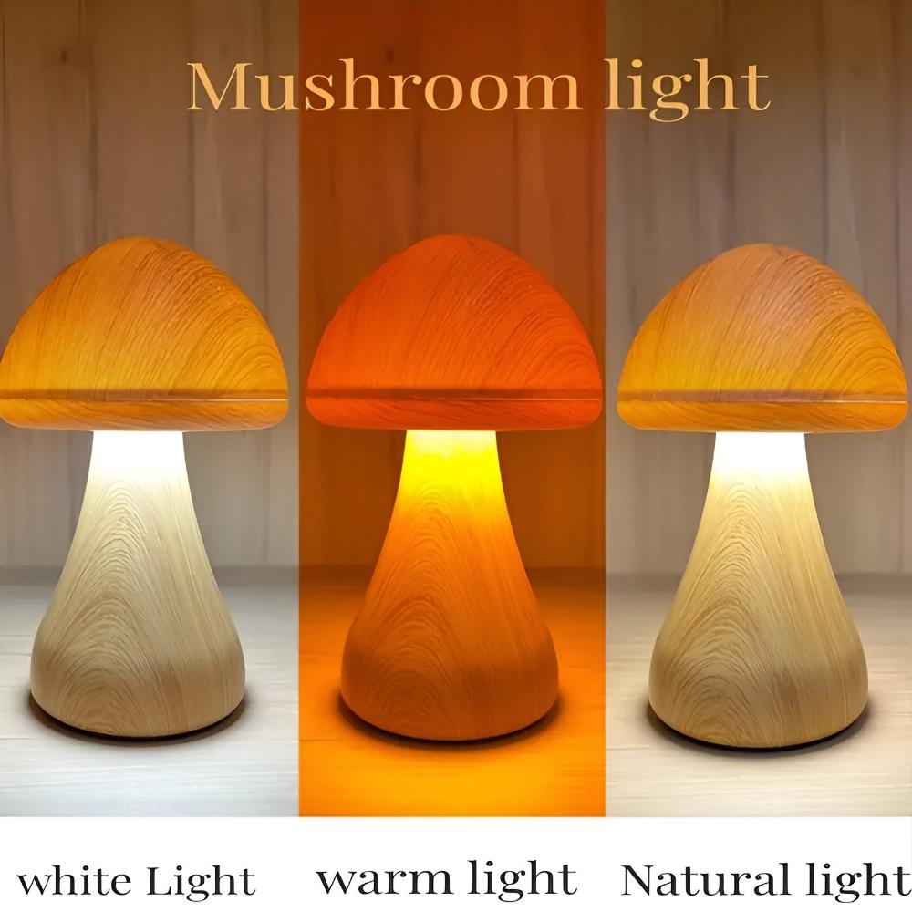 Mushroom-Shaped Wooden Lamp