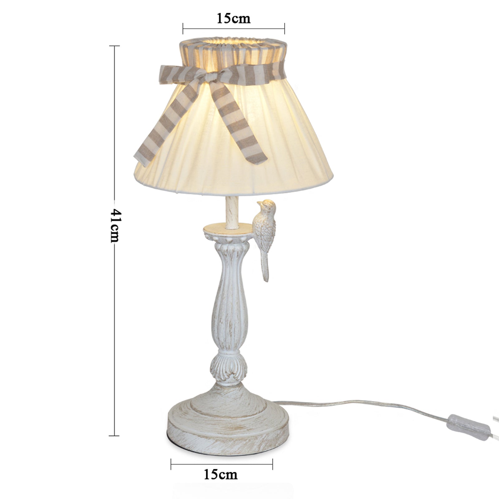 Lampa stołowa Elowen w stylu boho z abażurem z tkaniny
