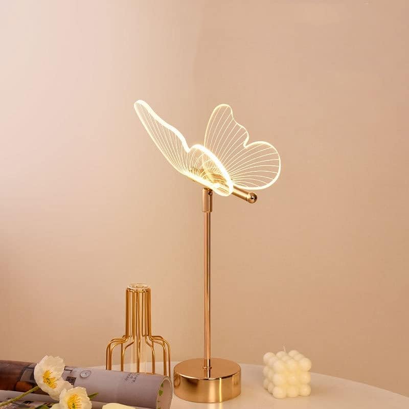Lumiara Butterfly LED Table Lamp With Dimmable Button Switch, Gold Acrylic