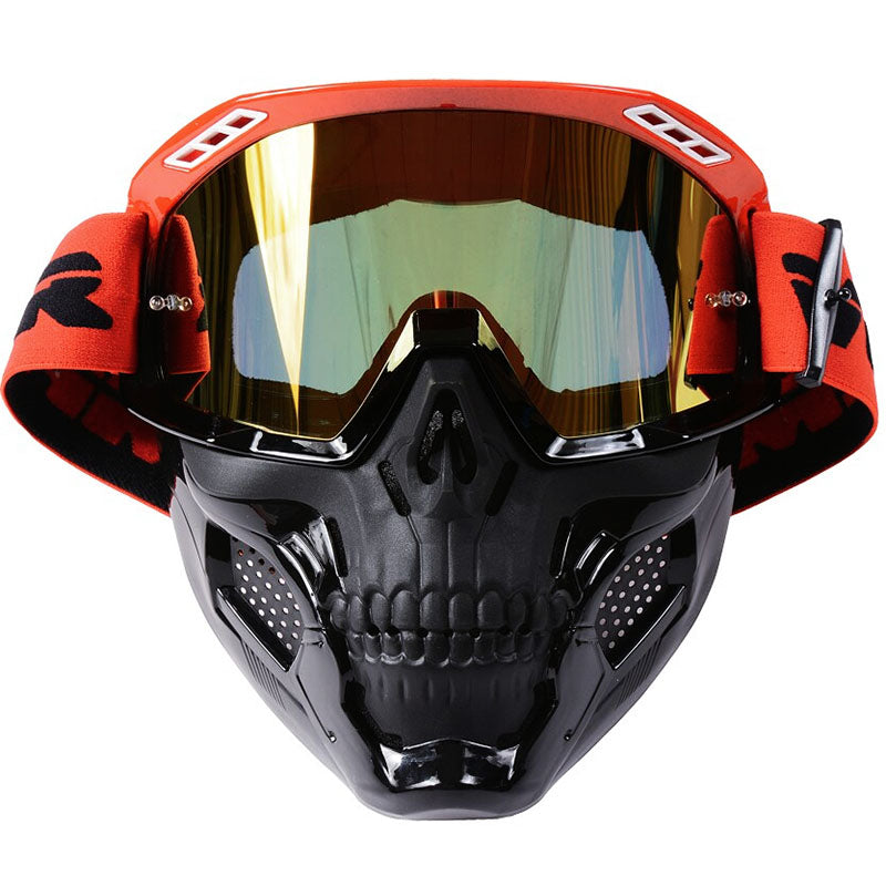 Skull Motorcycle Mask With Impact-Resistant PC Lens