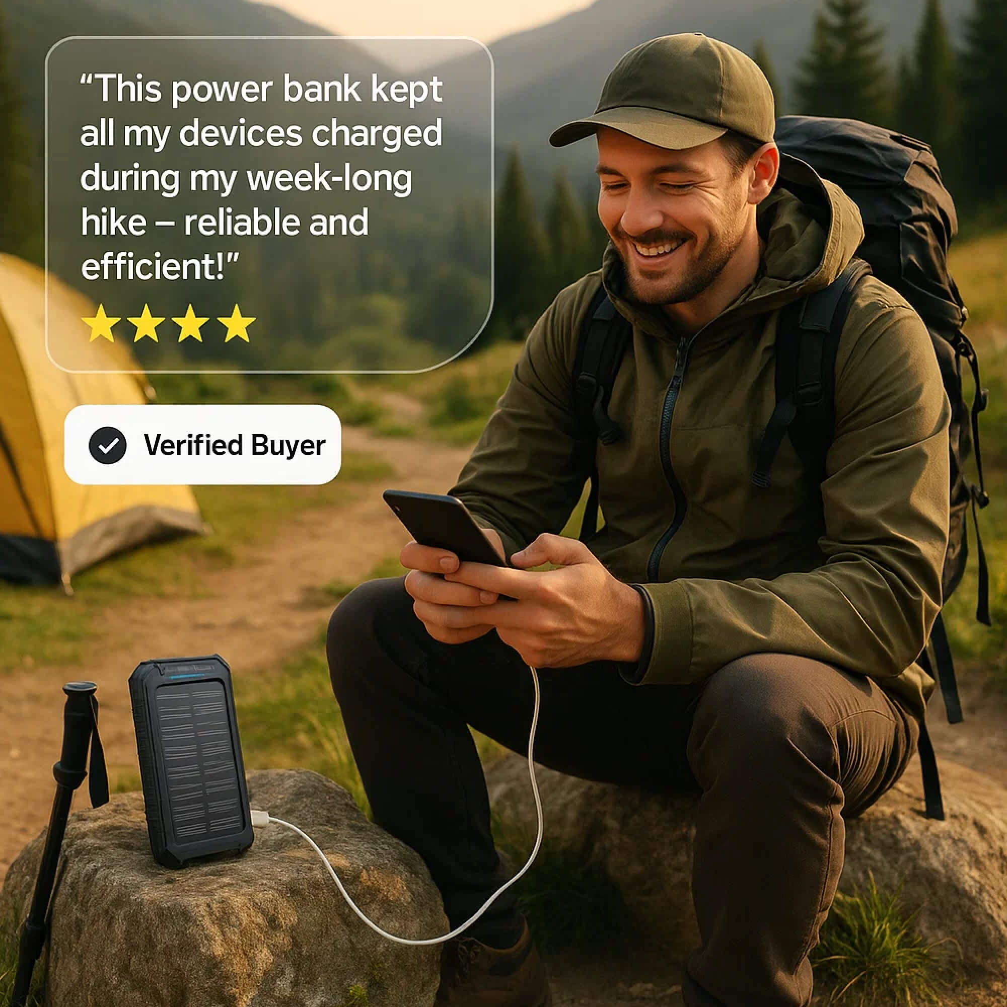 SolaraCharge Peak 500000mAh Waterproof Solar Power Bank