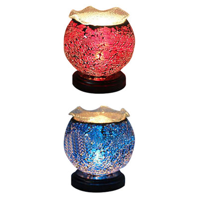 Lunara | Globe-Shaped Glass 1-Light Plug-In Desk Lamp in Blue/Red for Kids' Bedroom