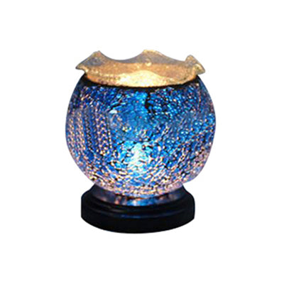 Lunara | Globe-Shaped Glass 1-Light Plug-In Desk Lamp in Blue/Red for Kids' Bedroom