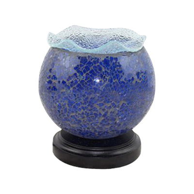 Lunara | Globe-Shaped Glass 1-Light Plug-In Desk Lamp in Blue/Red for Kids' Bedroom