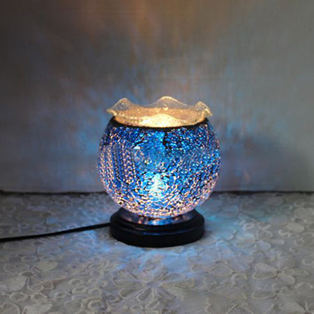 Lunara | Globe-Shaped Glass 1-Light Plug-In Desk Lamp in Blue/Red for Kids' Bedroom