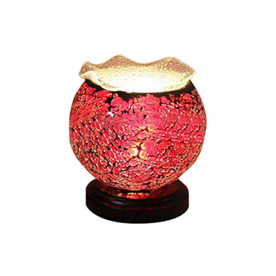 Lunara | Globe-Shaped Glass 1-Light Plug-In Desk Lamp in Blue/Red for Kids' Bedroom