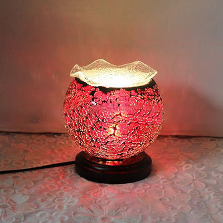 Lunara | Globe-Shaped Glass 1-Light Plug-In Desk Lamp in Blue/Red for Kids' Bedroom