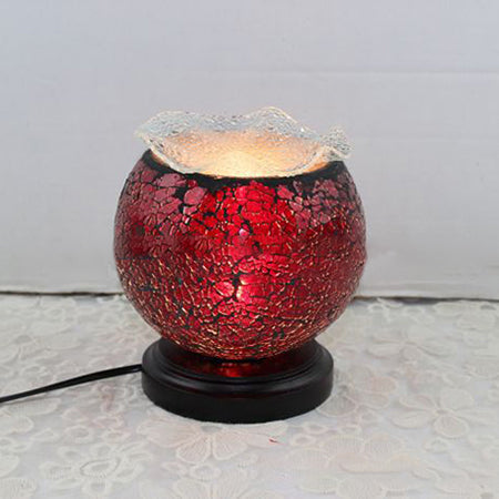 Lunara | Globe-Shaped Glass 1-Light Plug-In Desk Lamp in Blue/Red for Kids' Bedroom