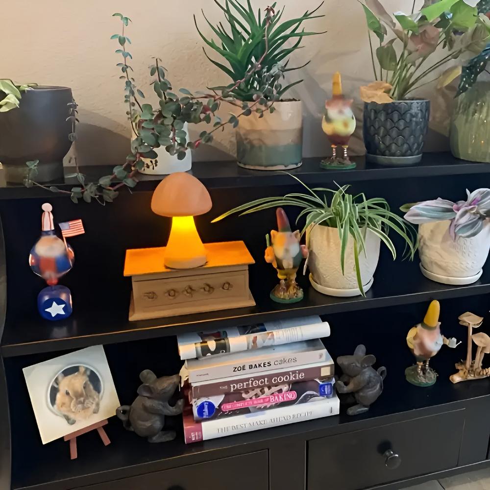 Mushroom-Shaped Wooden Lamp