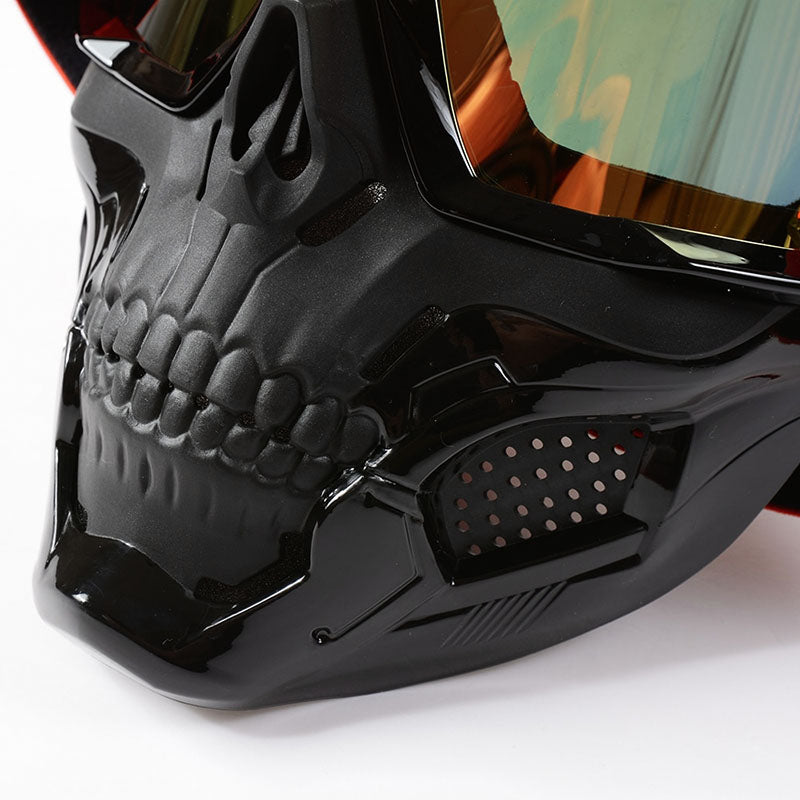 Skull Motorcycle Mask With Impact-Resistant PC Lens