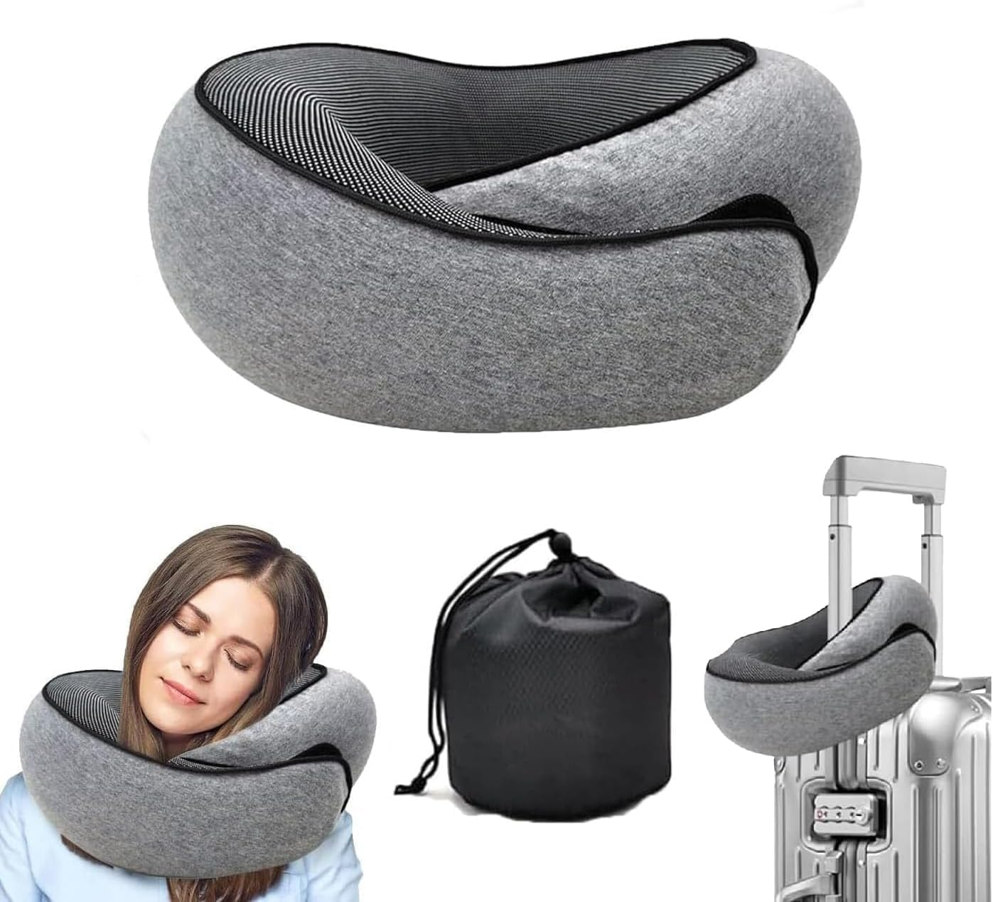 LuminaRest Memory Foam Travel Neck Pillow for Comfort