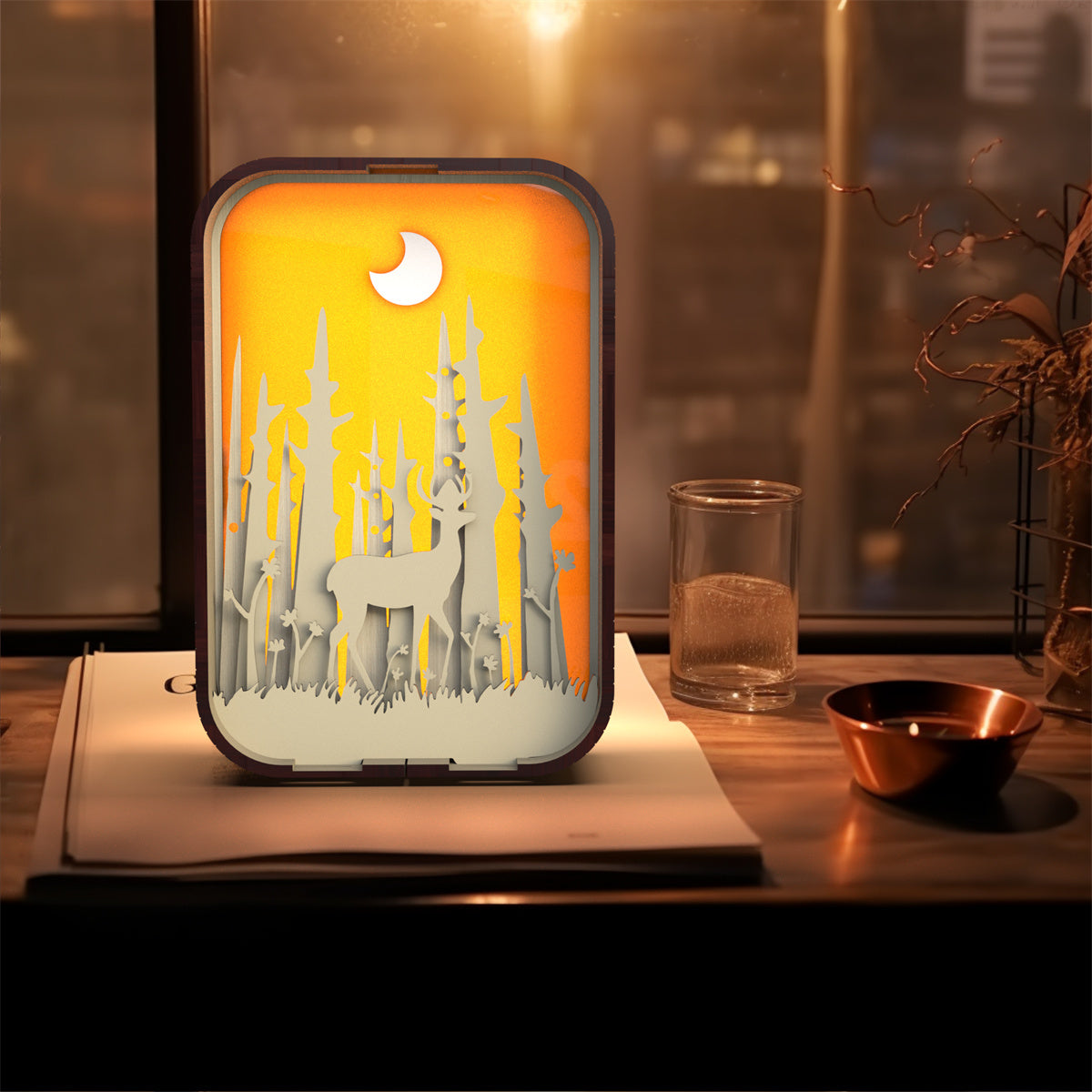 Willowbrook | Deer Wood-Carved Tabletop Night Light