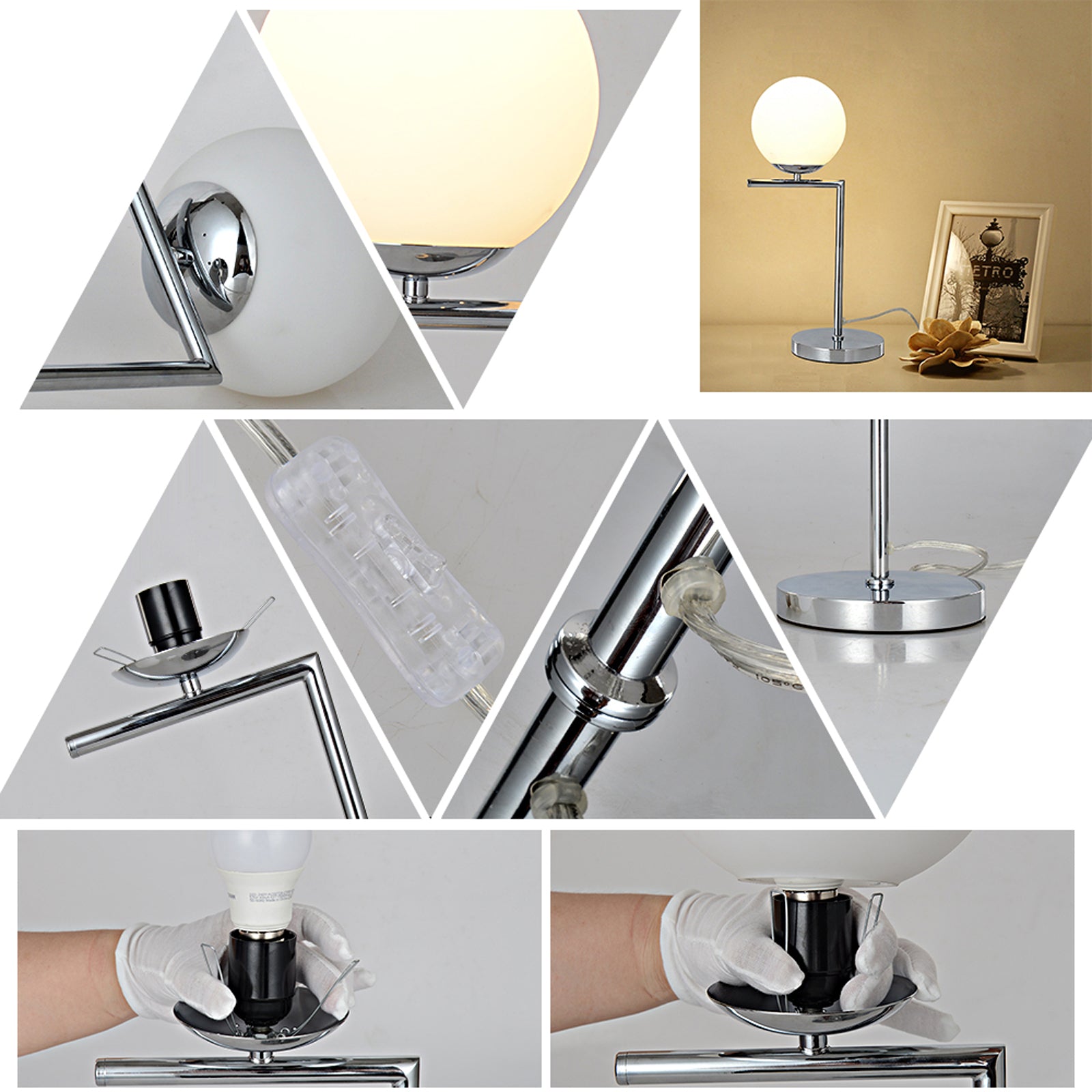 Arielle | Glass Globe Table Lamp