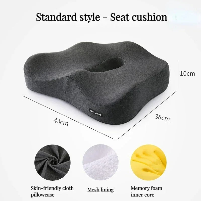OrthoFlex Lumbar Memory Foam Chair Cushion for Car and Desk
