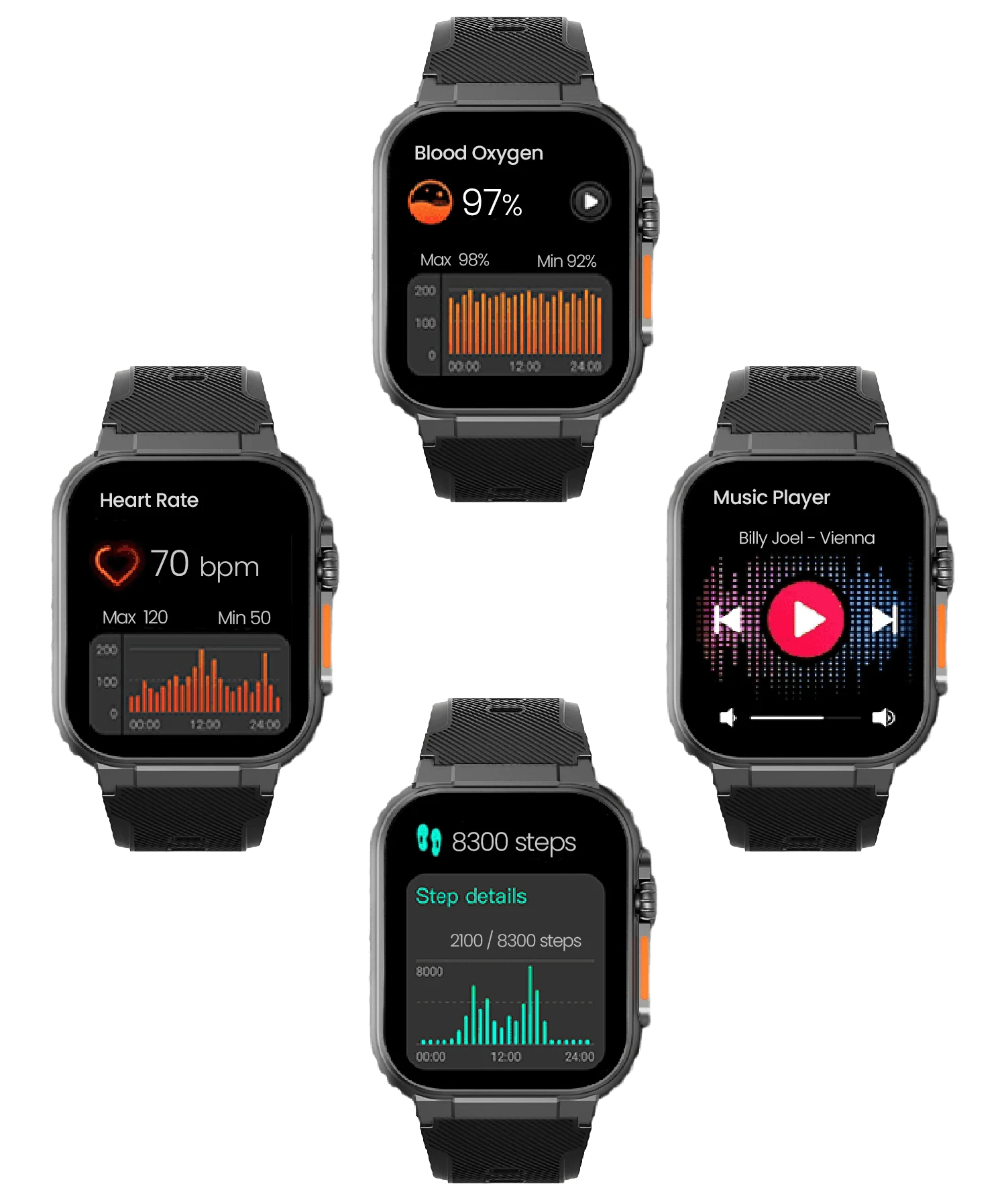 AquaPulse Waterproof Bluetooth Fitness Bracelet Watch