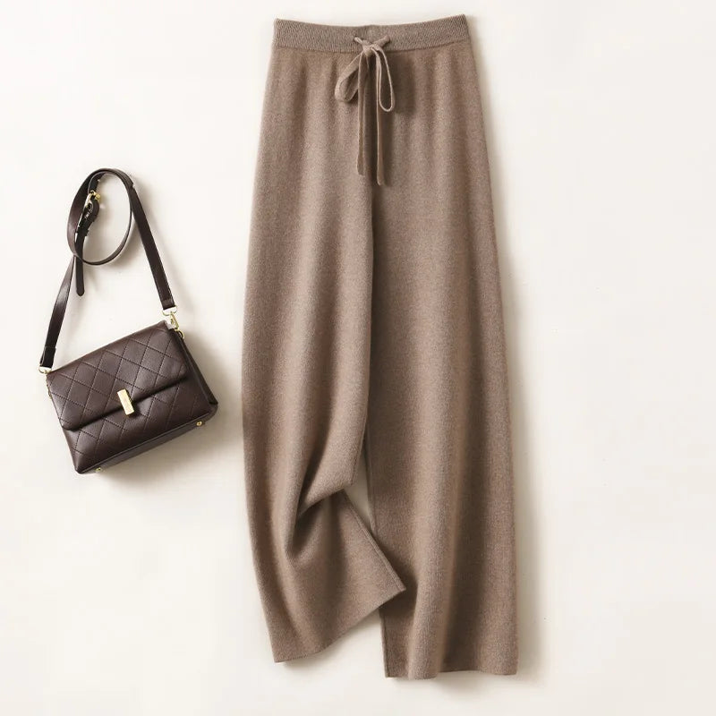 Adele Women’s Wide-Leg Knit Pants – Soft Loose Fit 100% Merino Wool Trousers for Autumn/Winter 11