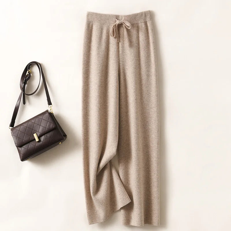 Adele Women’s Wide-Leg Knit Pants – Soft Loose Fit 100% Merino Wool Trousers for Autumn/Winter 12
