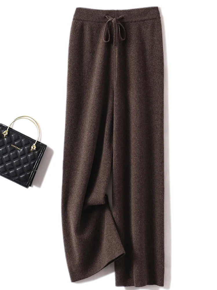 Adele Women’s Wide-Leg Knit Pants – Soft Loose Fit 100% Merino Wool Trousers for Autumn/Winter 4