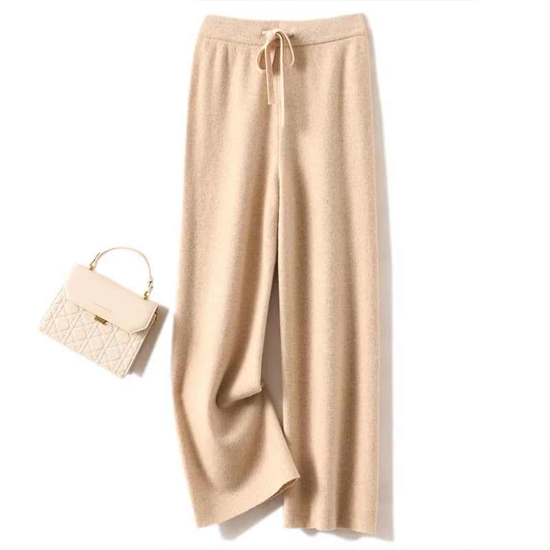 Adele Women’s Wide-Leg Knit Pants – Soft Loose Fit 100% Merino Wool Trousers for Autumn/Winter 6
