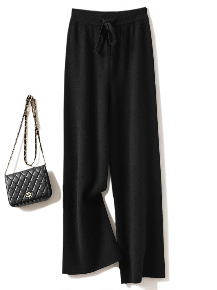 Adele Women’s Wide-Leg Knit Pants – Soft Loose Fit 100% Merino Wool Trousers for Autumn/Winter 7