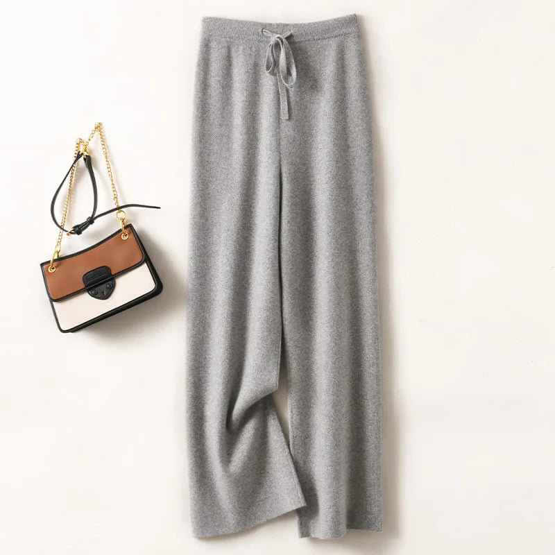 Adele Women’s Wide-Leg Knit Pants – Soft Loose Fit 100% Merino Wool Trousers for Autumn/Winter 8