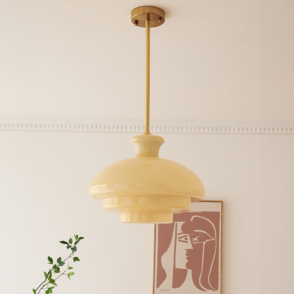 Marlon | Bauhaus Cream Yellow Glass Pendant Light