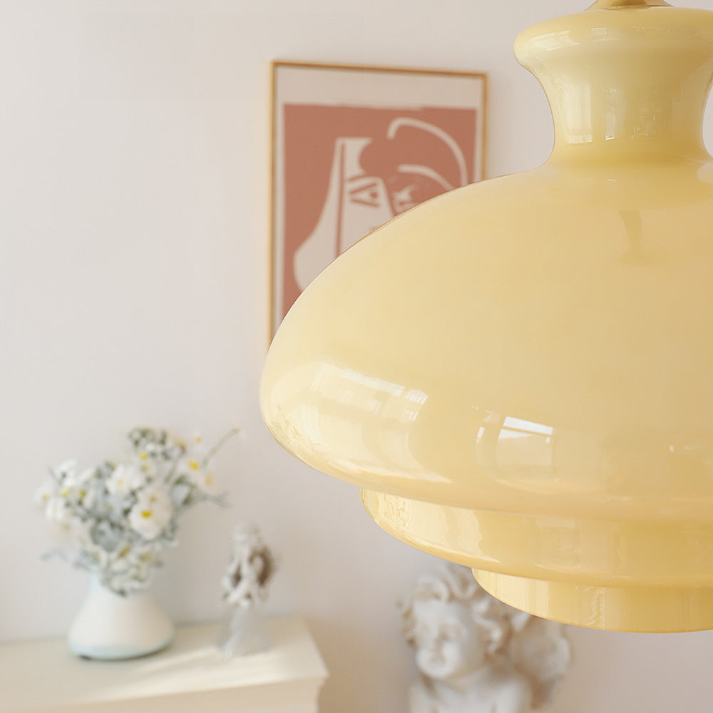 Marlon | Bauhaus Cream Yellow Glass Pendant Light