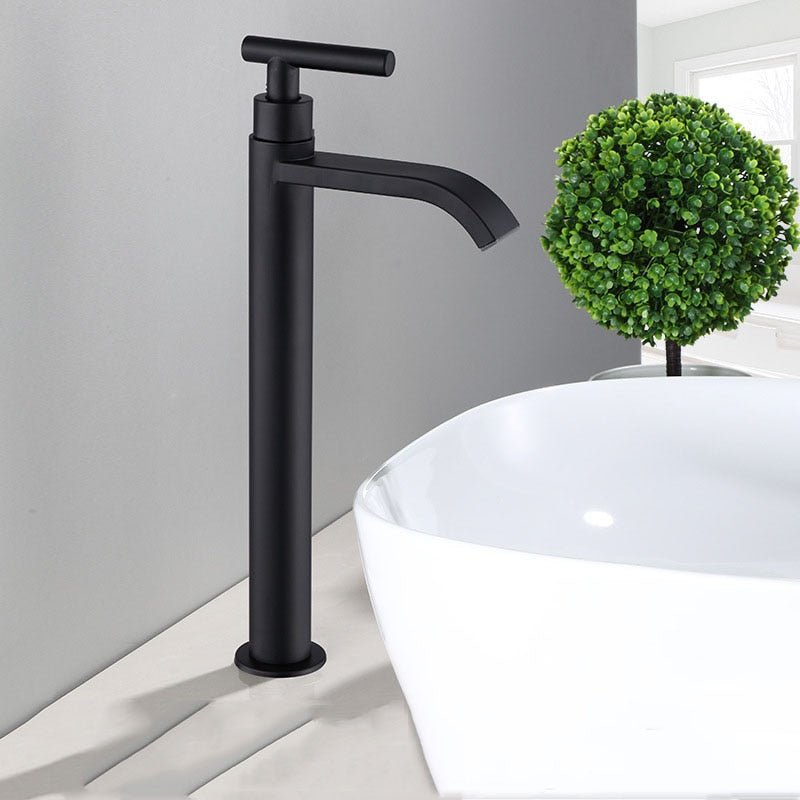 NoirFlow Matte Black Cold Water Fittings for Wash Basins