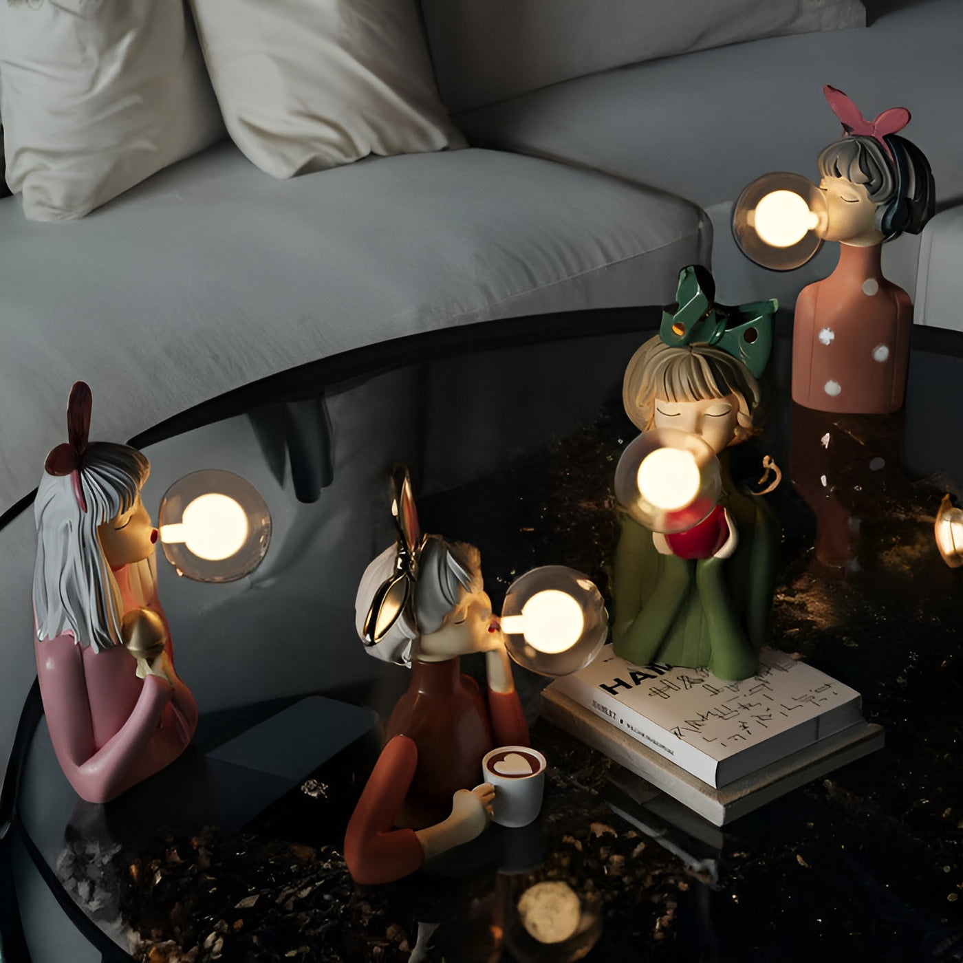 LunaSprite Table Lamp - Quartet of Playful Girl Figurines