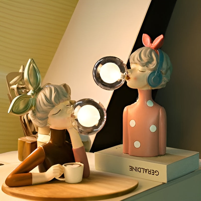 LunaSprite Table Lamp - Quartet of Playful Girl Figurines