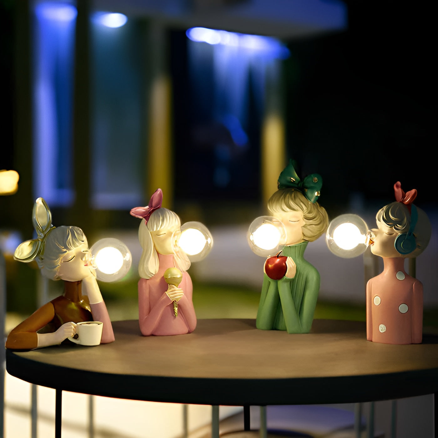 LunaSprite Table Lamp - Quartet of Playful Girl Figurines