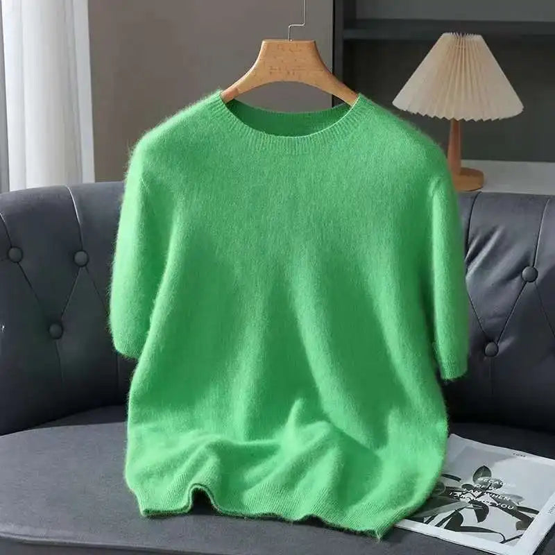 Lennon Men’s Knit T-Shirt – Soft Lightweight Short-Sleeve Pullover, 100% Mink Cashmere 0