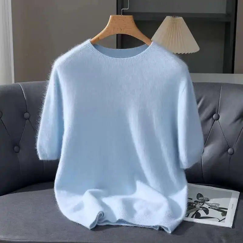 Lennon Men’s Knit T-Shirt – Soft Lightweight Short-Sleeve Pullover, 100% Mink Cashmere 6