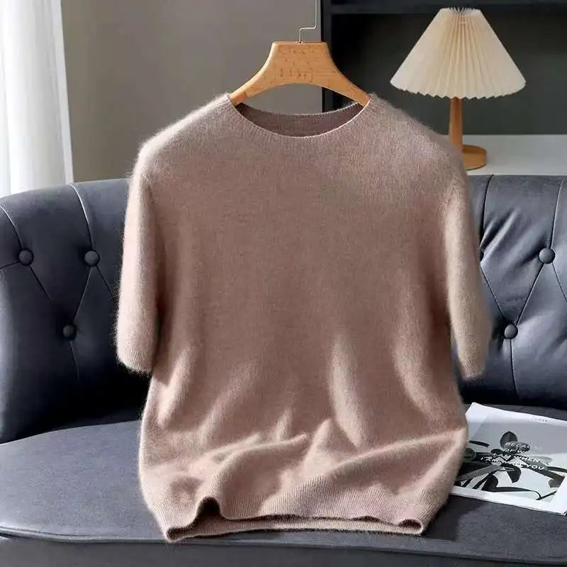 Lennon Men’s Knit T-Shirt – Soft Lightweight Short-Sleeve Pullover, 100% Mink Cashmere 8