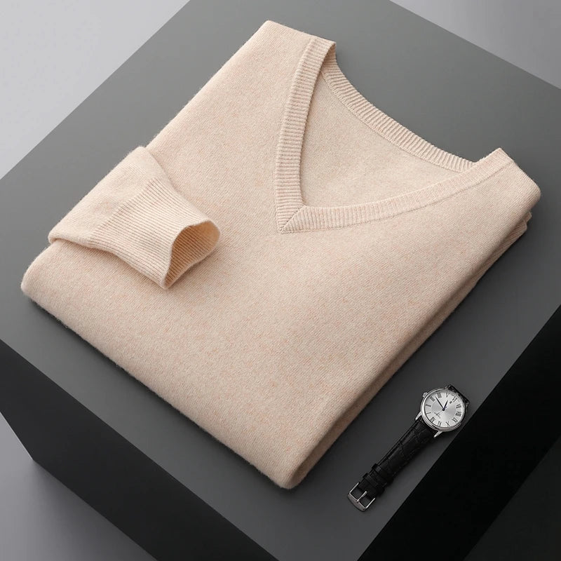 Marlow - 100% Wool - V-Neck Sweater – Classic Business Casual Knit for Autumn/Winter 1