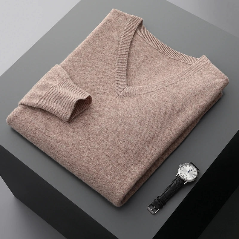 Marlow - 100% Wool - V-Neck Sweater – Classic Business Casual Knit for Autumn/Winter 12