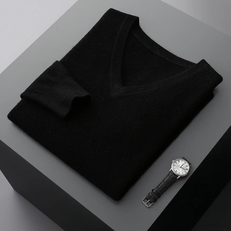 Marlow - 100% Wool - V-Neck Sweater – Classic Business Casual Knit for Autumn/Winter 8