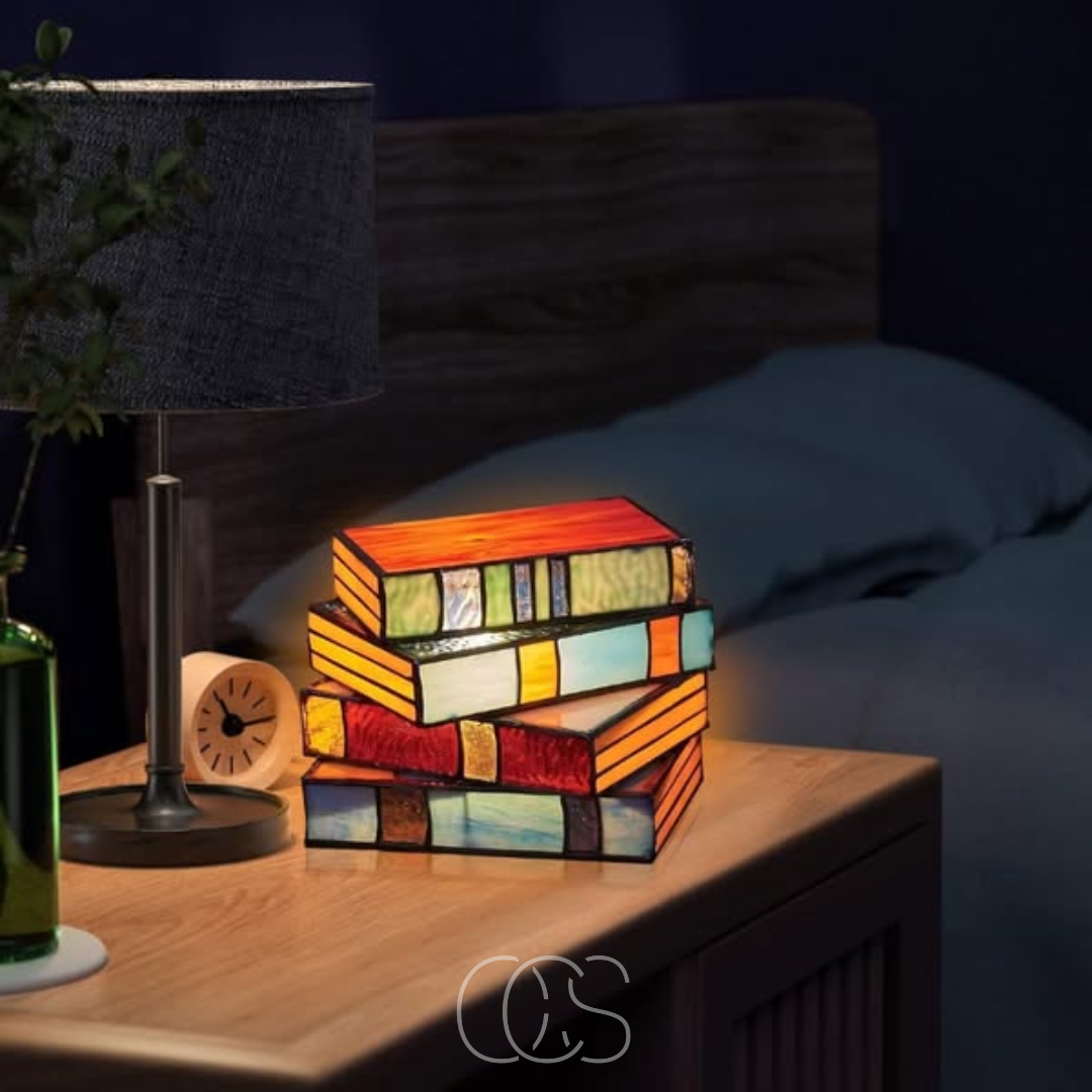 Norroe - Mosaic Book Lamp - Wireless Tiffany Table Lamp