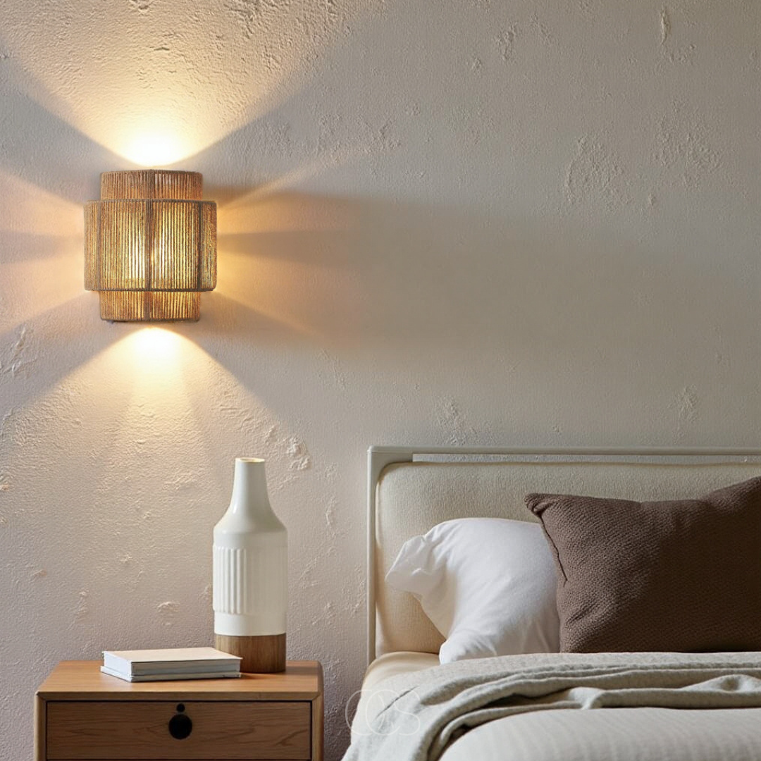 Norroe - Rattan Boho Wall Lamp