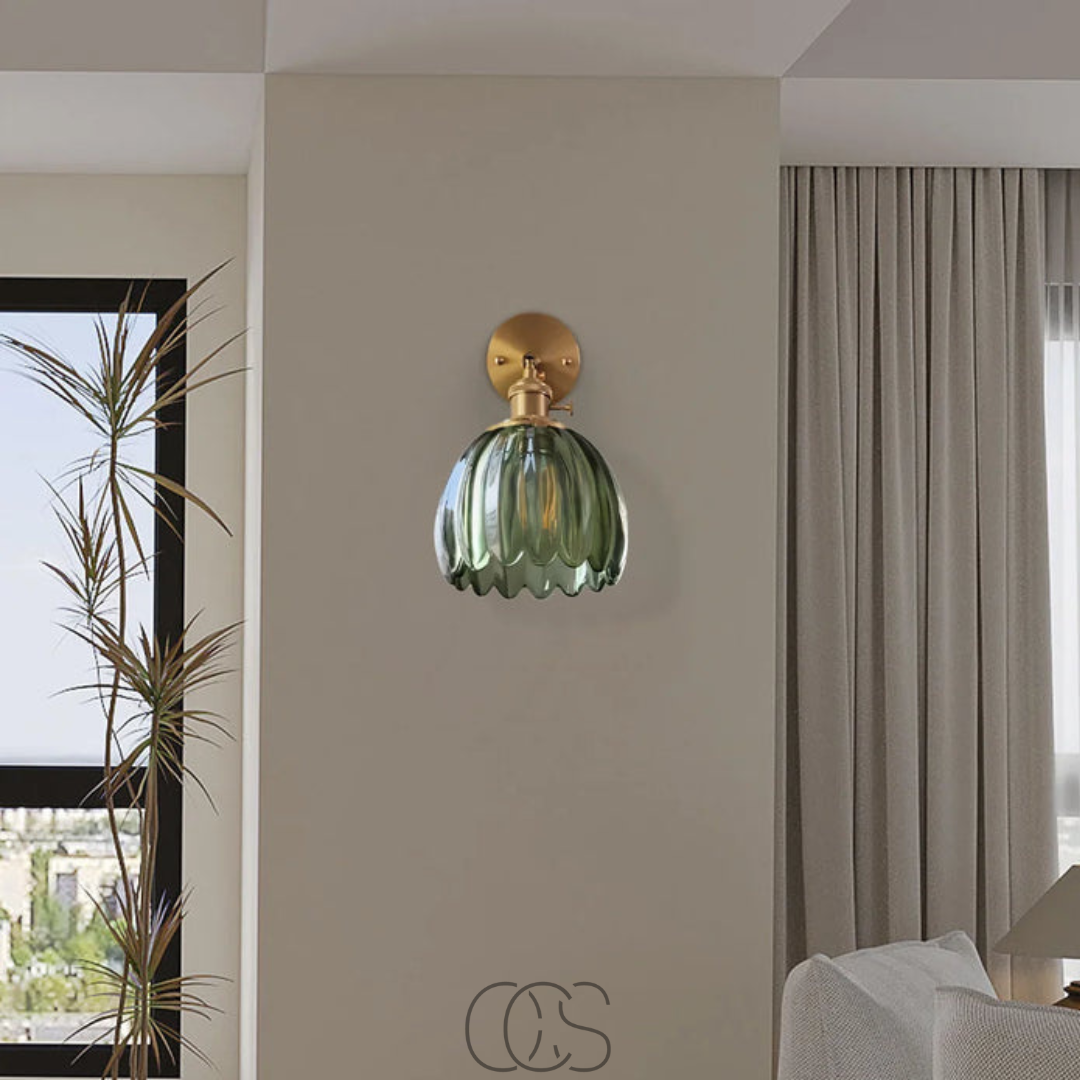 Norroe - Retro Wall Lamp with Glass Tulip Shade