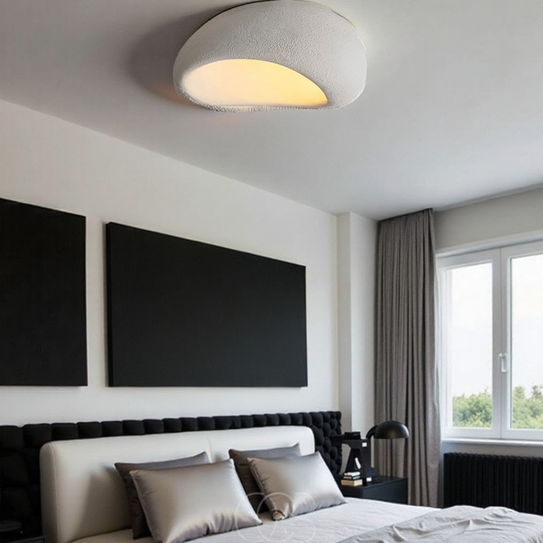 Norroe - Wabi-Sabi Fabric Ceiling Lamp - Polyform & Resin