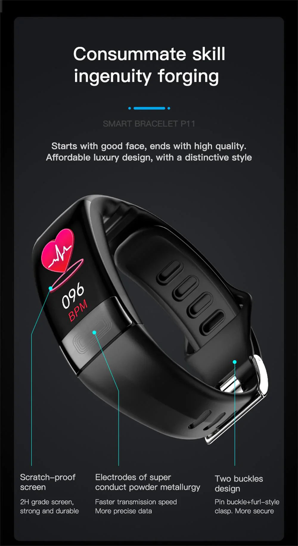 AuraBand Watch BP ECG HR SpO2 Sleep Tracker FDA Approved