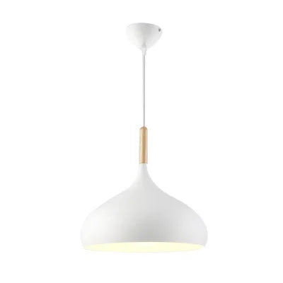 NordaLume | Nordic Colored Single-Head LED Pendant Light in Wood & Aluminum for Bedroom, Living Room, Kids' Room