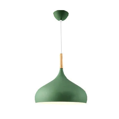 NordaLume | Nordic Colored Single-Head LED Pendant Light in Wood & Aluminum for Bedroom, Living Room, Kids' Room