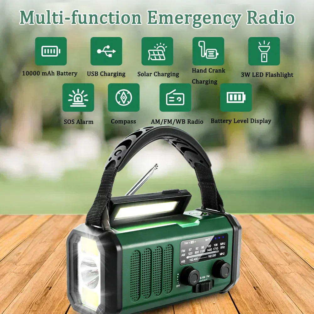Vastara Solar Hand Crank Emergency Radio NOAA Power Bank